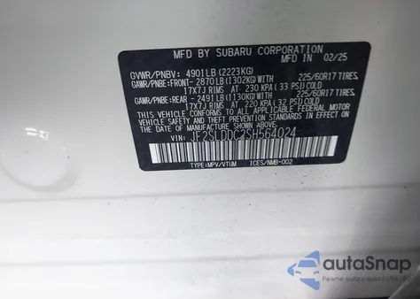 2025 Subaru Forester Premium z USA, uszkodzony, nr VIN JF2SLDDC2SH564024